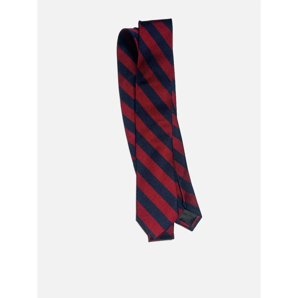 Crewcuts Necktie Kids 42in Red Navy Blue‎ Striped Silk Preppy Formal Classic